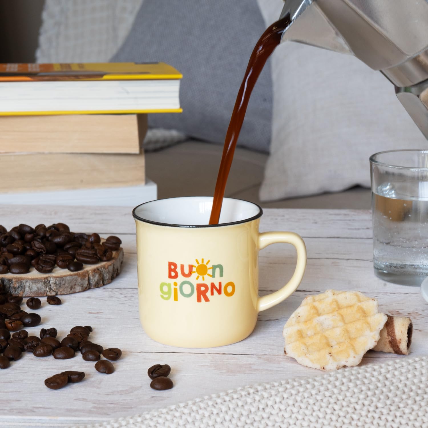 GRUSS & CO Filiżanka do espresso z motywem Buon Giorno | Mini filiżanka z porcelany, 10 ml, torebka z banderolą prezentową | prezent dla przyjaciół, urodziny | 74744