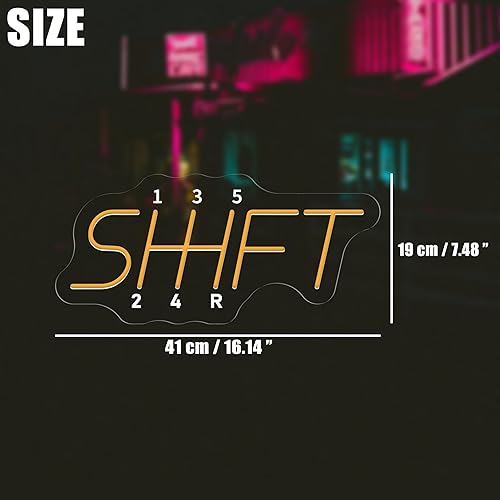 Miniatura 3 de SHIFT - Letrero de neón LED de transmisión manual para coche, decoración de hombre, alimentada por USB, luz regulable para hombre, cueva, garaje,