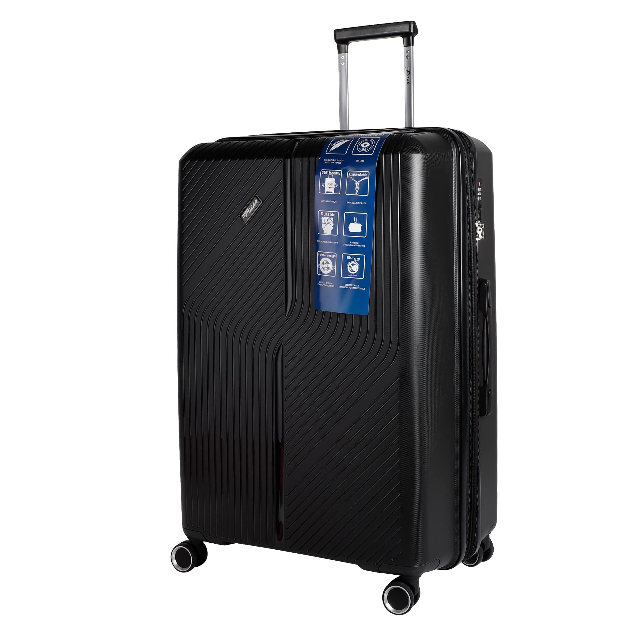 F Gear STV PP04 24" Black Check- in Suitcase (4213)