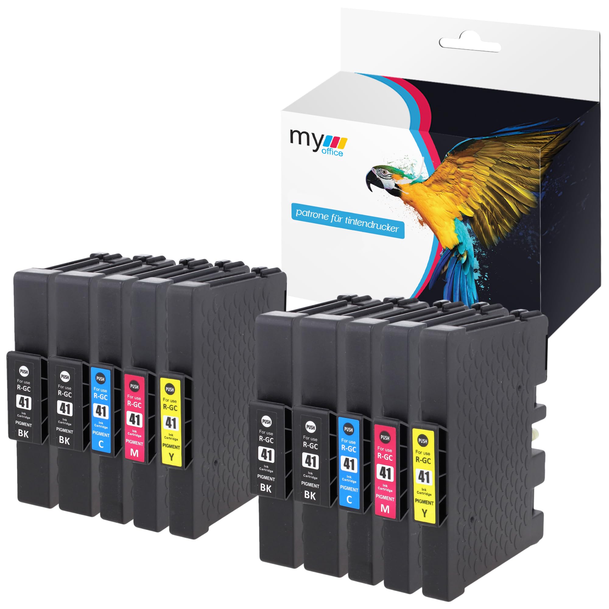 MYOFFICE Kartridże do drukarek kompatybilne z Ricoh Aficio GC-41 GC 41 XL CMYK do Ricoh Aficio SG2100N SG3100SNW SGK3100DN SG3110DN SG3110DNW SG3110SFNW SG3120BSF SG7100 0DN 10 szt.