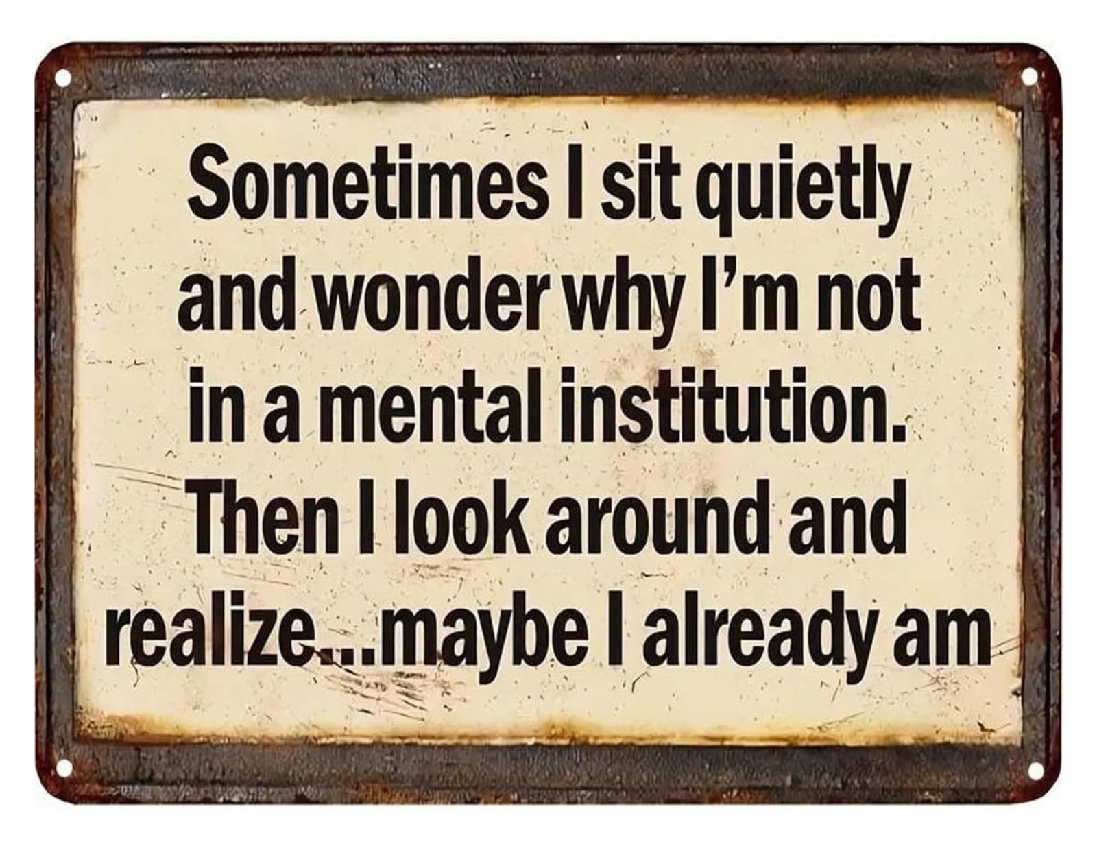 ZDVHOMCB Retro Funny Sign Sometimes I Sit Quietly And Wonder Vintage Tin Metal Poster Humorous Wall-Art for Office Man Cave Home Bar Decor 8 X 12 inch
