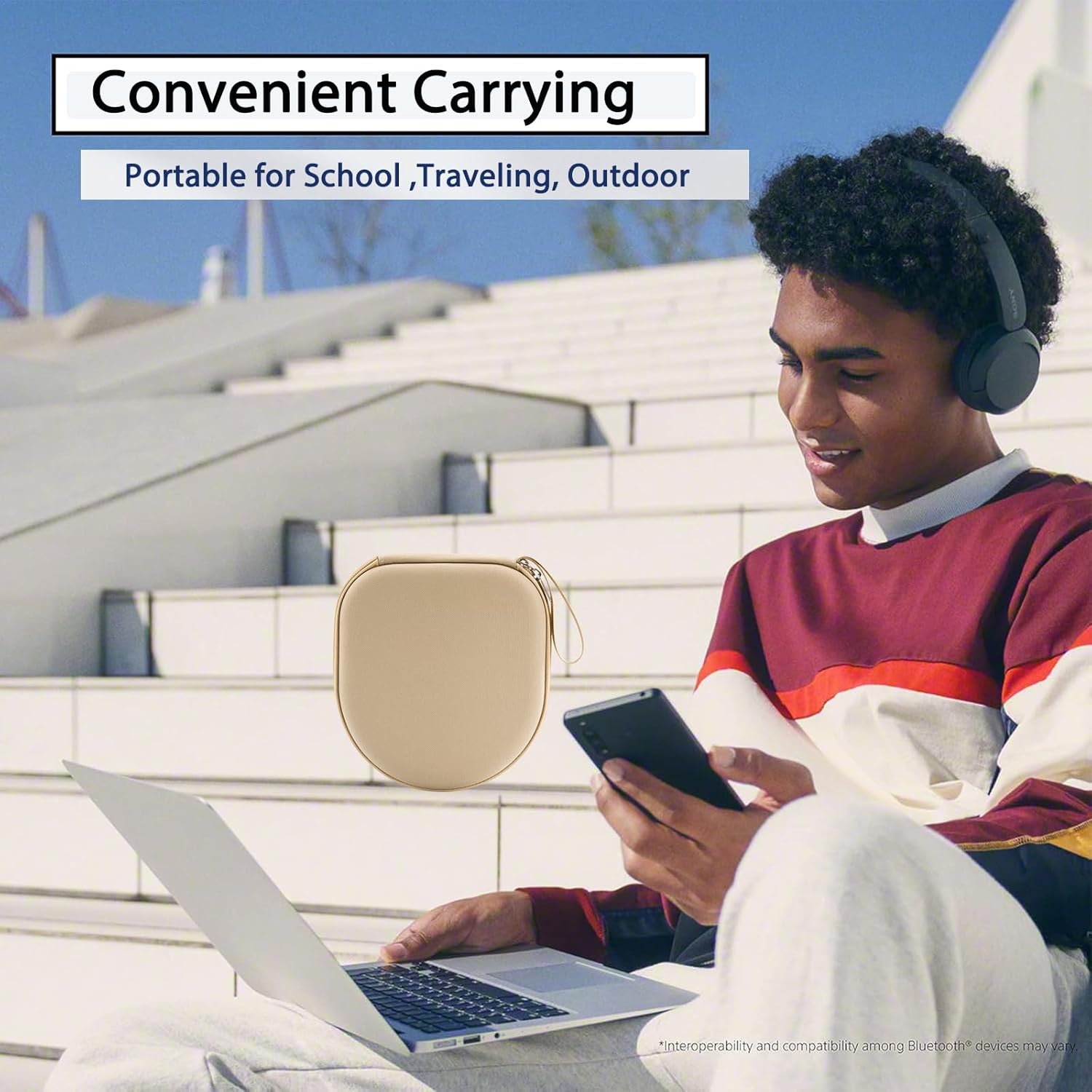 Case Compatible with Tune 520BT 510BT 720BT 770NC 670NC, Sony WH-CH720N WH-CH520 Noise Canceling Wireless Headphones, Portable Travel Headphone Case (Beige) - Image 7