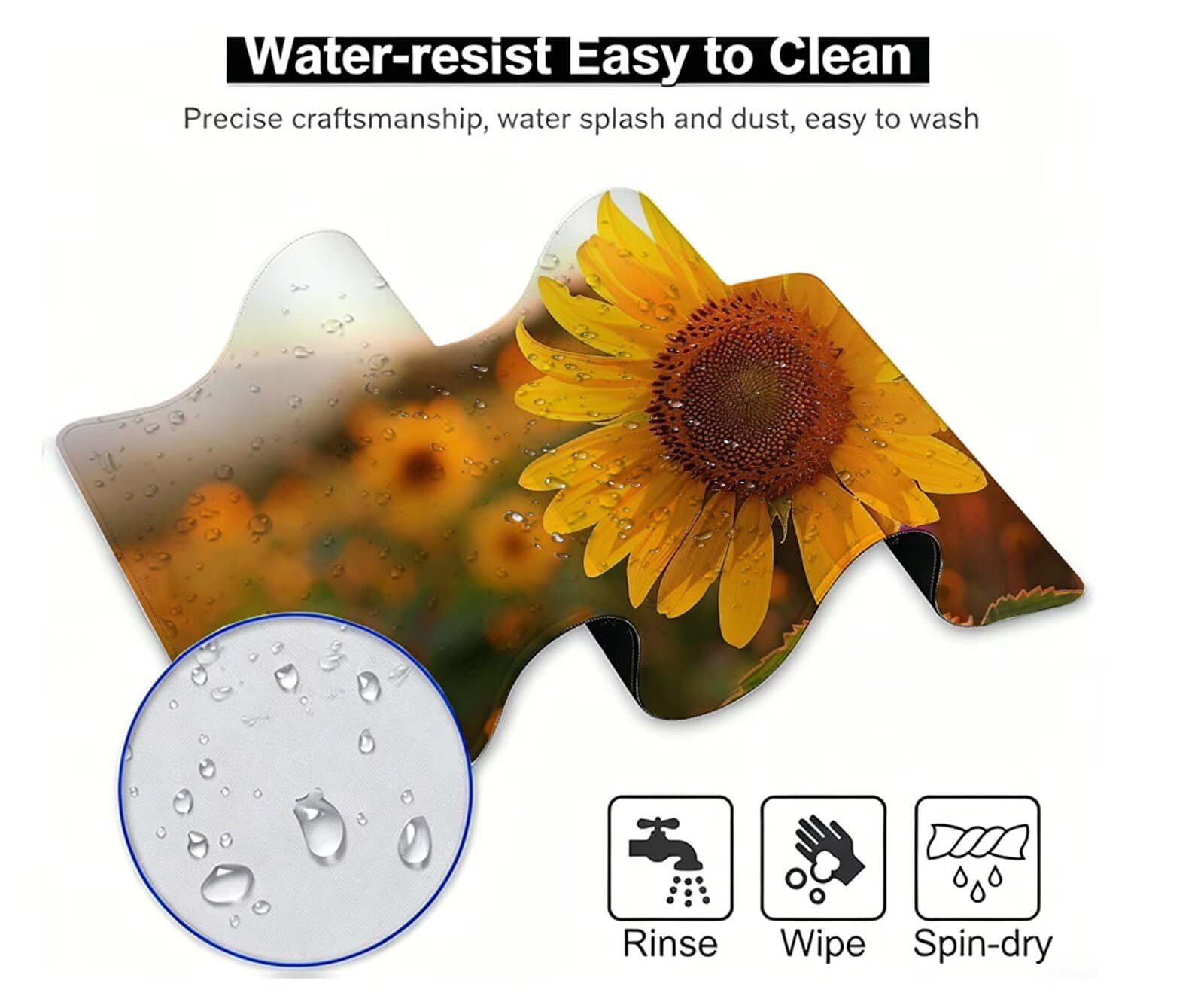 Tournesol Grand Tapis de Souris Gamer 1200x600mm, Tapis de Bureau Gaming Plantes (2) avec Coutures Renforcées, Base en Caoutchouc Antidérapant, Mouse Pad XXL pour Gaming et Bureau, Portable W6-1080