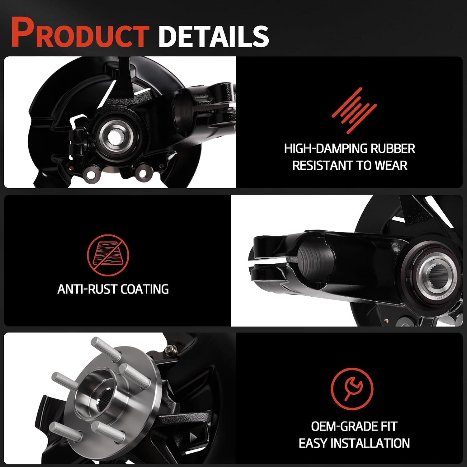 Front Left & Right Wheel Bearing Hub Steering Knuckle Assembly Compatible with Escape 2013-2019 1.5L 2.0L 2.5L 1.6L engine Trans, Replace LK143 LK144 CV6Z3K186B CV6Z3K185B