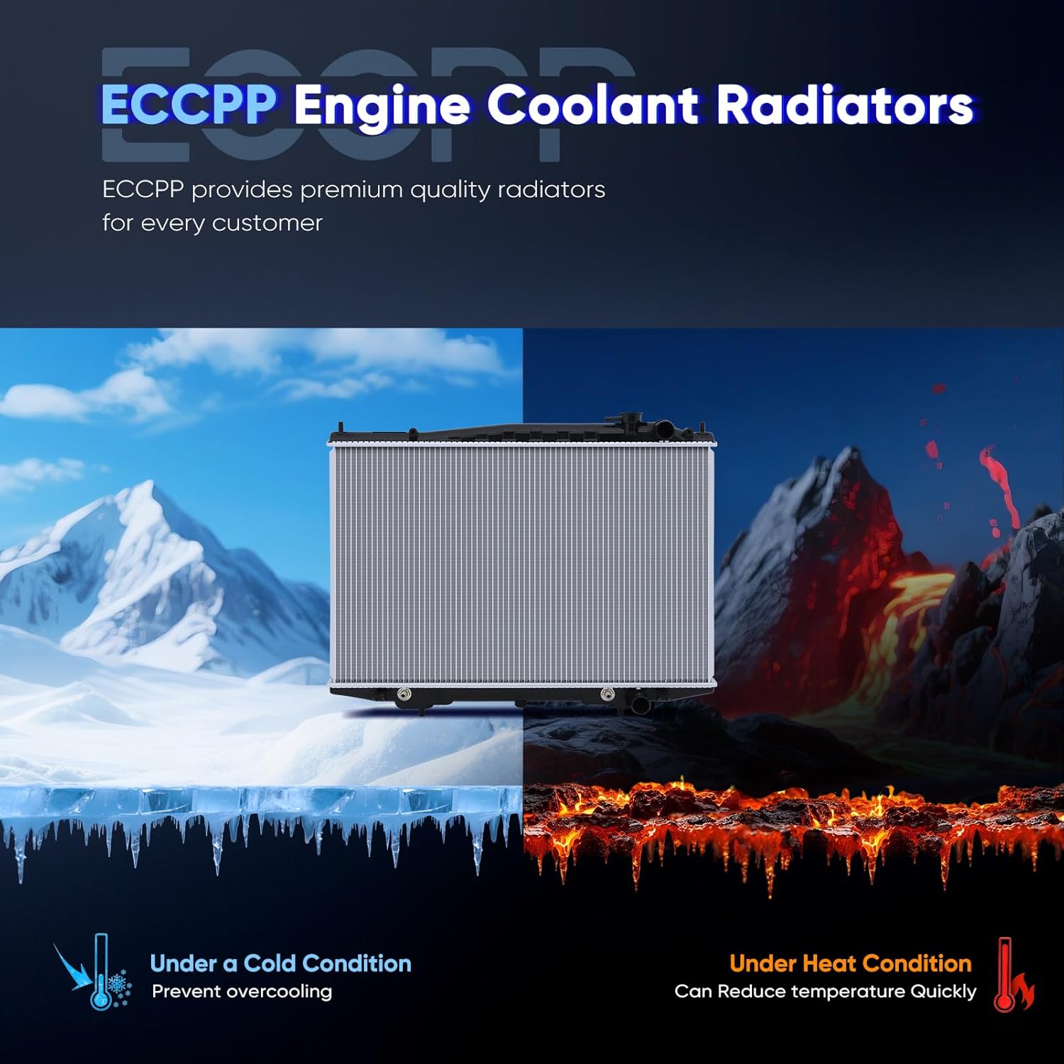 ECCPP 2215 Radiator for Nissan Models - Frontier 1998-2004 2006-2008 2011-2015 2.4L, Frontier 1999-2004 3.3L, Xterra 2000-2004 2.4L 3.3L Replace# CU2215, 2415 Aluminum Radiator Coolant Radiator