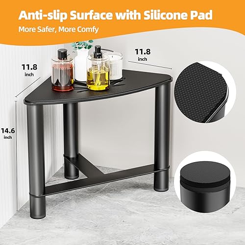 Miniatura 2 de Taburete de ducha de esquina de metal para afeitarse las piernas, taburete de ducha para ducha interior, impermeable, bancos de ducha de esquina,