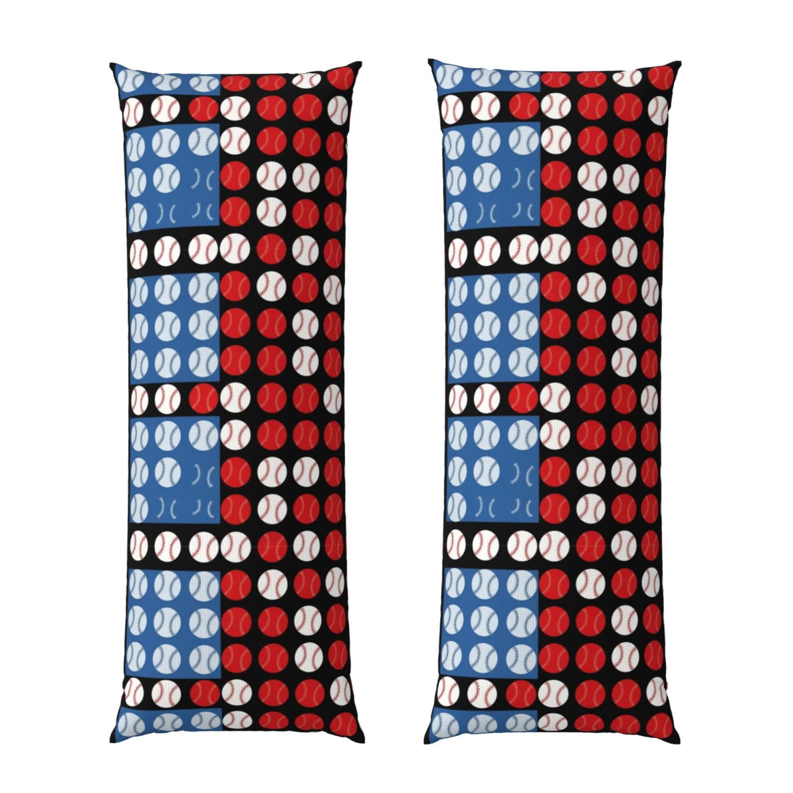 Body Pillow Protector Cover 20x54, American Flag Baseball Art, Breathable Ultra Soft Pillowcase with Zipper, Wrinkle Shrinkage Fade Resistant for Bed Couch