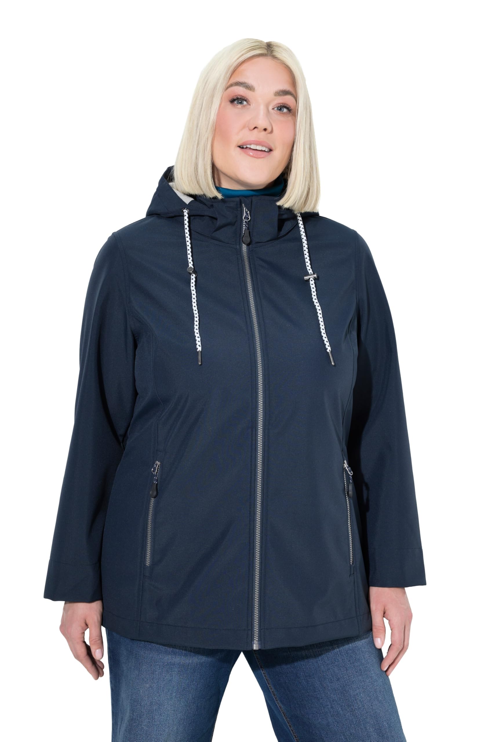 Ulla Popken Damen große Größen Übergrößen Plus Size HYPRAR Softshelljacke, wasserabweisend,Reißverschlusstaschen 842304