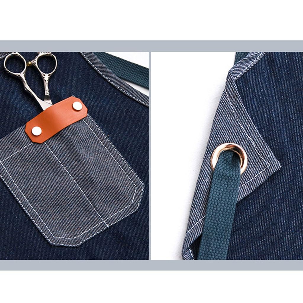 Grembiule da cuoco da barista, grembiule da cucina in denim parrucchiere barbiere uomo e donna negozio di fiori abiti da lavoro grembiuli da cucina