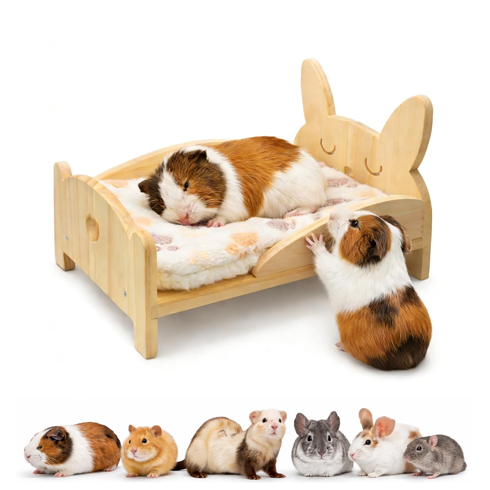 Lit en bois pour cochon d'Inde confortable pour des siestes au chaud