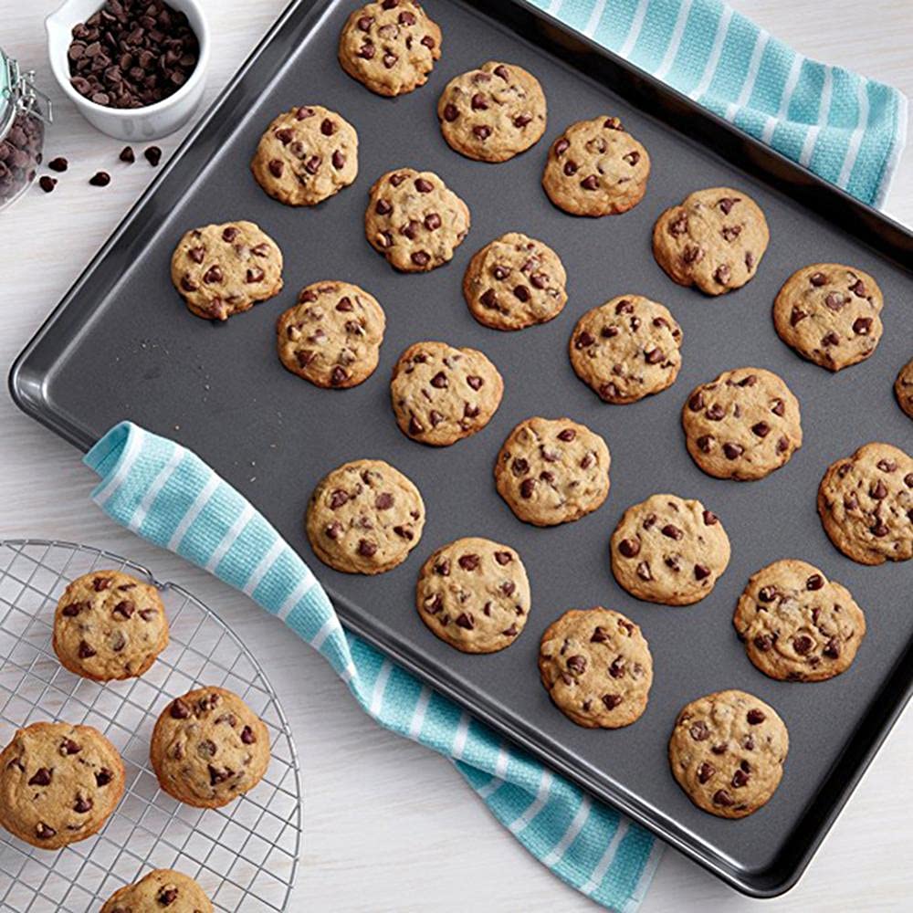 Bandejas para Hornear Galletas Acero Inoxidable Antiadherente Pan Pastel Horno Bandeja para Hornear Gadget de Cocina (Color : Black S) (Golden S)