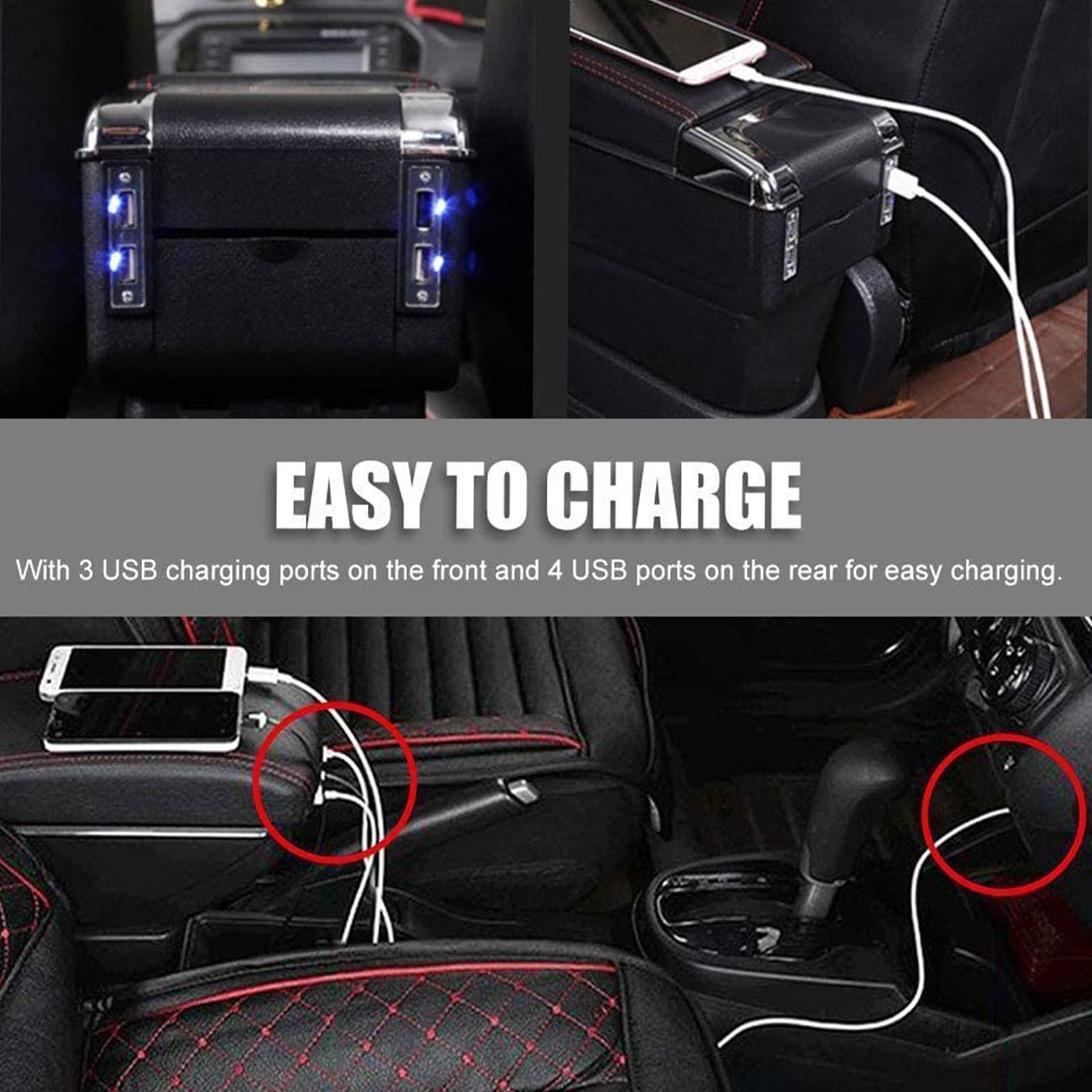 Accoudoir Central Universel Pour Citroën – Style Carbone, Rangement Et Porte-gobelets