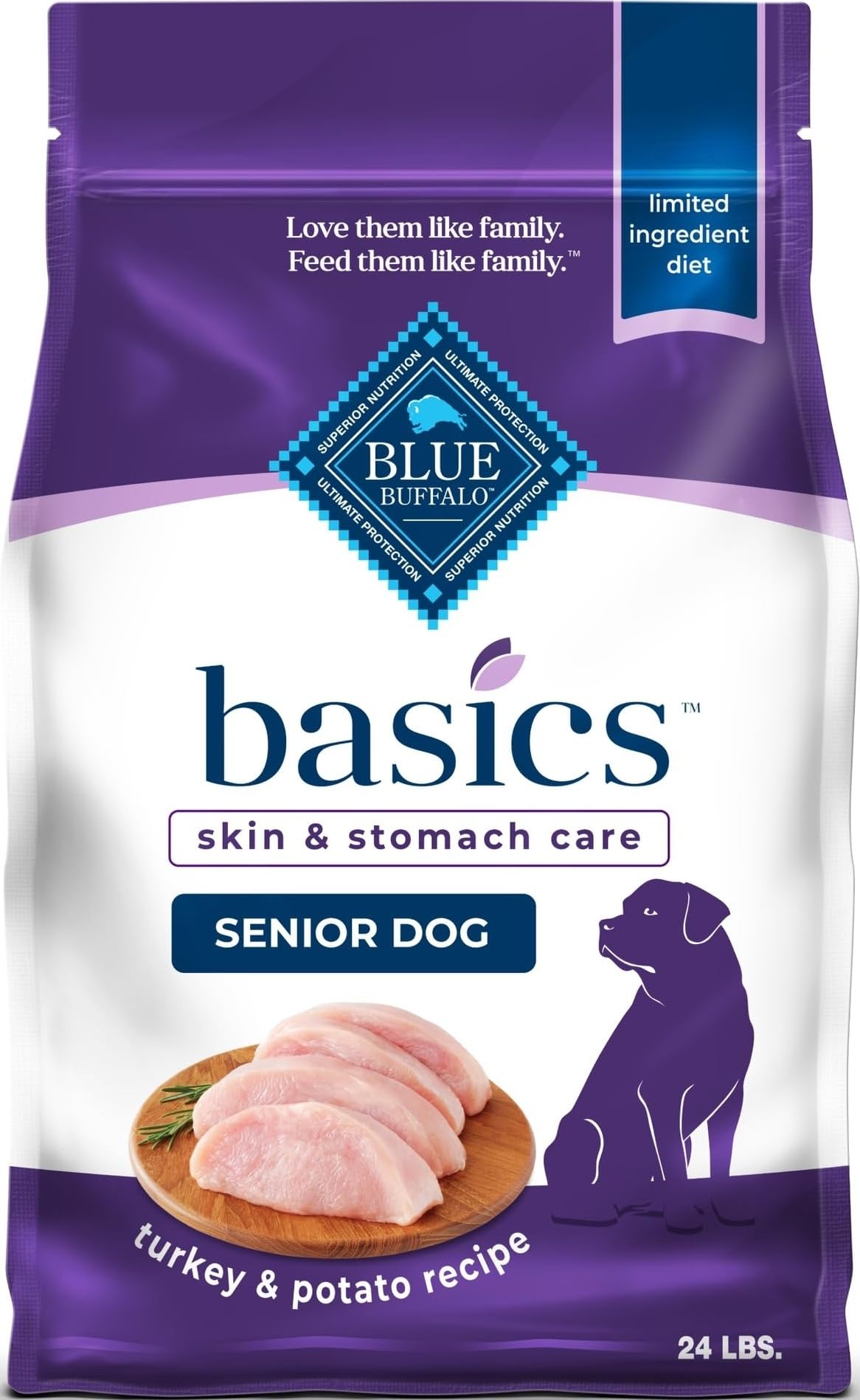 Blue Buffalo Basics Turkey Senior Skin & Stomach Care Dry Dog Food
