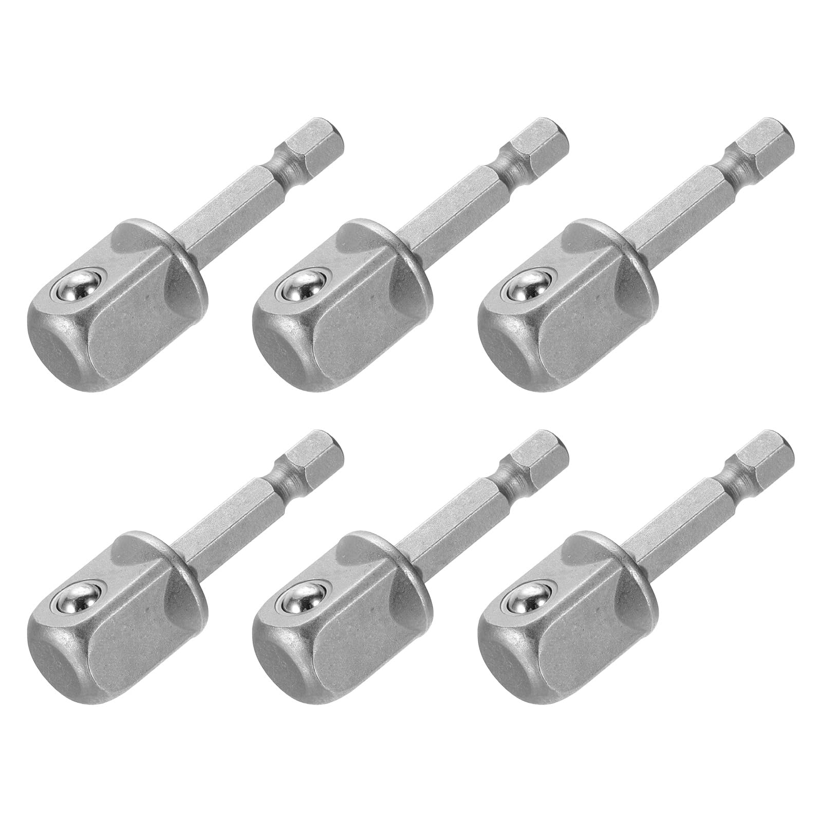 sourcing map 6pcs Impact Socket Adapter 1/2" Square Drive 1/4" Hex Shank 2" Long Extension Bit for Axle Nut Driver Drill Socket Sets