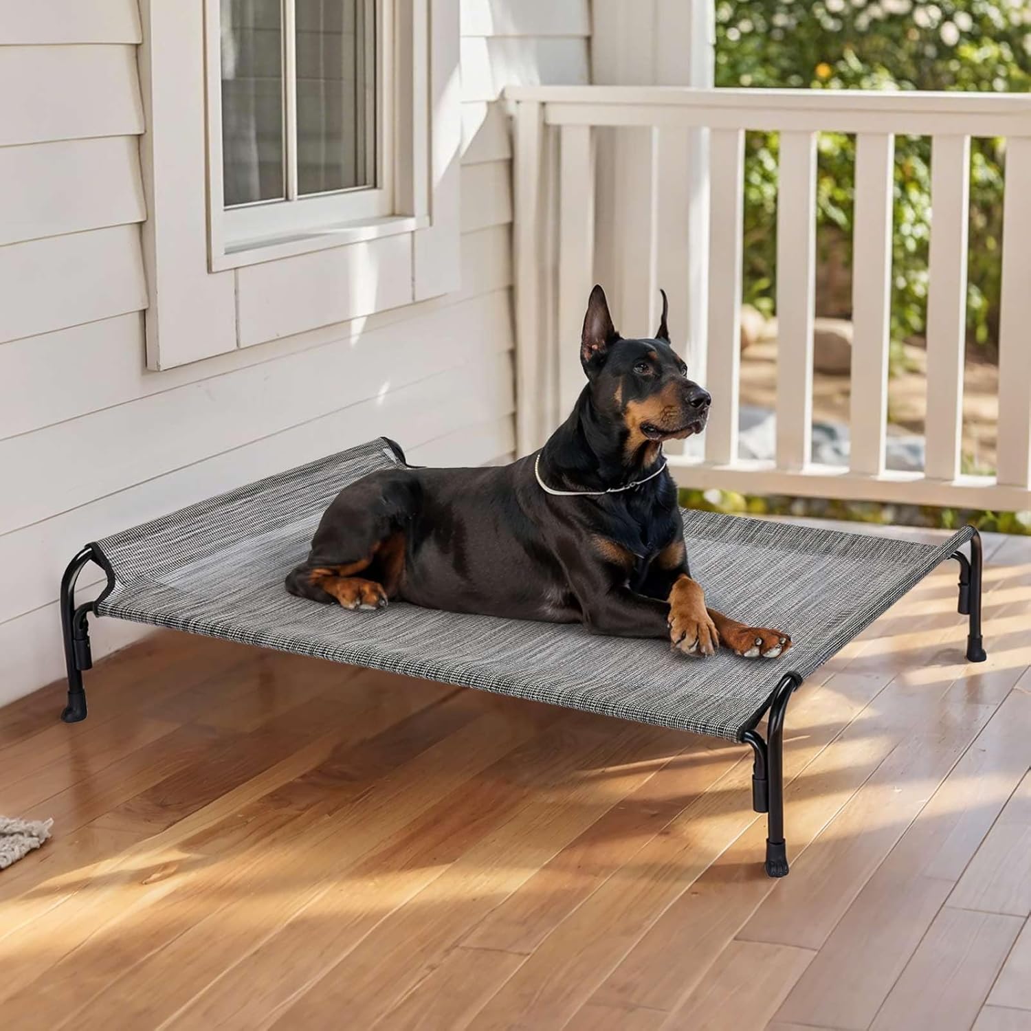Veehoo Elevated Dog Bed, Outdoor Raised Dog Cots Bed for Large Dogs, Cooling Camping Elevated Pet Bed With Slope Headrest for Indoor and Outdoor, Washable Breathable, X-Large, Black Silver, CWC2204 9 713jE7twCvL. AC SL1500