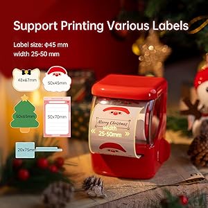 NEW1 Label Printer +4 Rolls Labels, 2 Inch Portable Inkless Bluetooth Label Maker for Small Business, Home, School, Automatic Label Recognition, Sticker Printer for Address Logo Barcode ClothingRed
