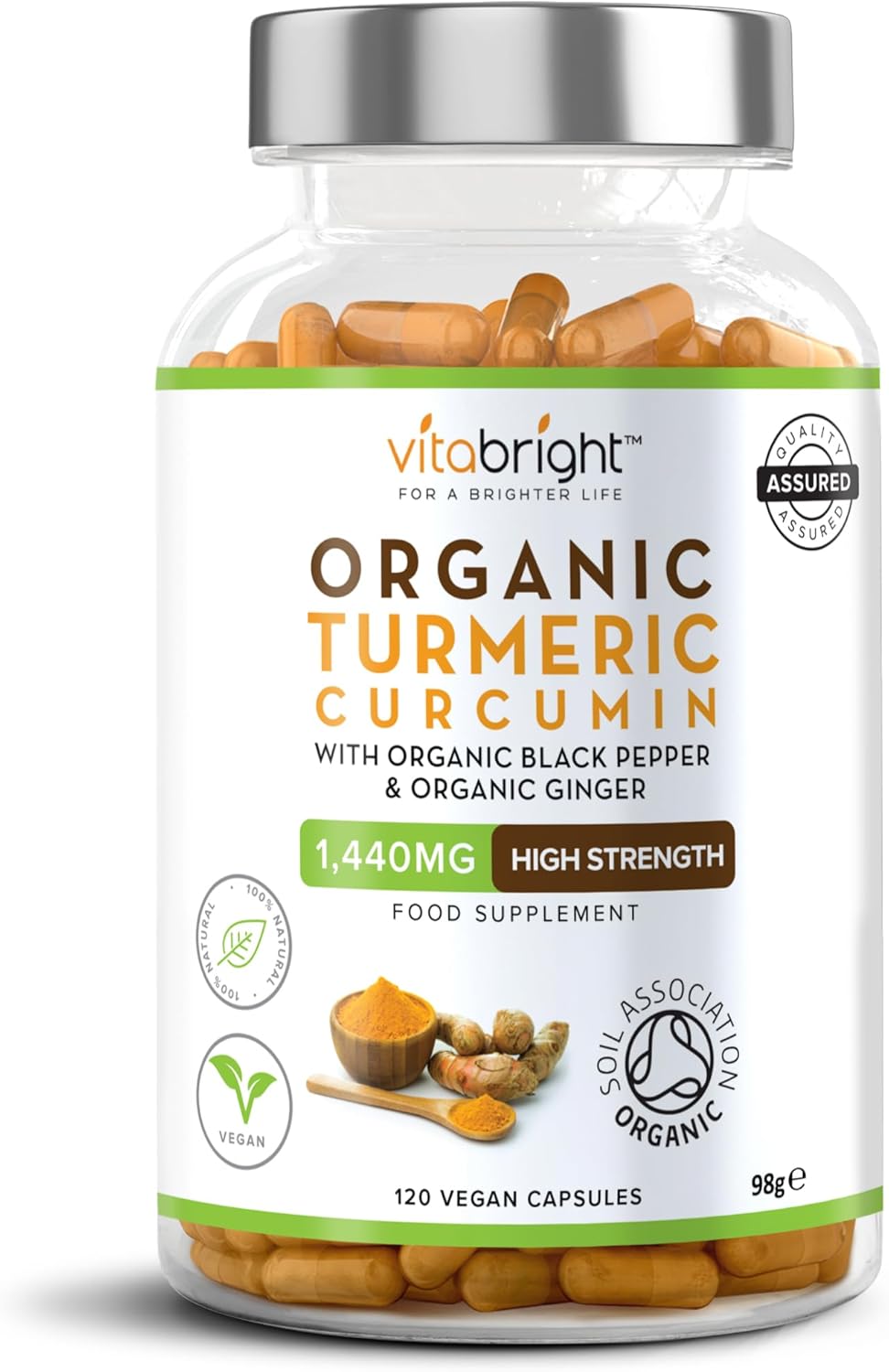 Organic Turmeric Capsules High Strength and Black Pepper