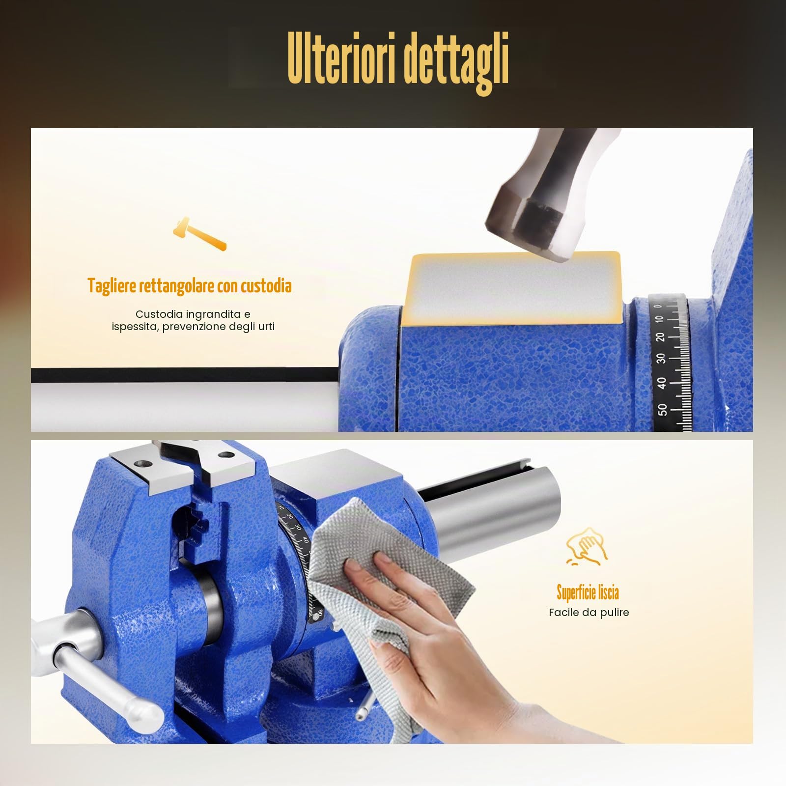 Morsa da lavoro multifunzione, girevole a 360°, Blu, 100 mm