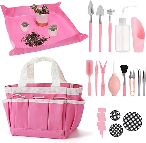 44pcs Small Gardening Tools Gifts for Women Beginners - Garden Hand Tools Set for Indoor Succulent Bonsai Plants Transplanting, Included
