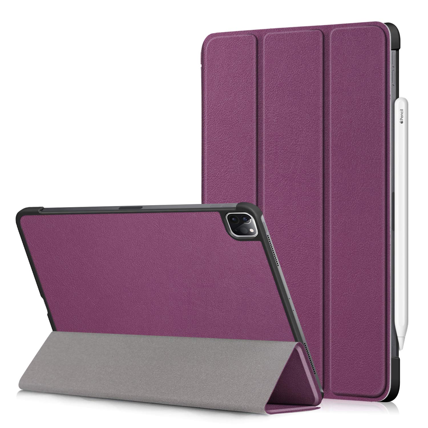 Epicgadget Case for iPad Pro 11 (3rd Gen), Slim Lightweight Tri-Fold Case with Auto Sleep/Wake Trifold Stand Cover Case (Support Pencil Charging) for Apple iPad Pro 11 Inch 2021/2020 (Purple)