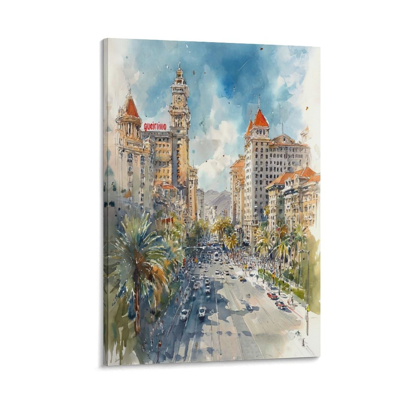 XWYMXZ Las Vegas Watercolor Nevada Tree 20x30inch(50x75cm) Vintage Travel Poster Watercolor Canvas Art