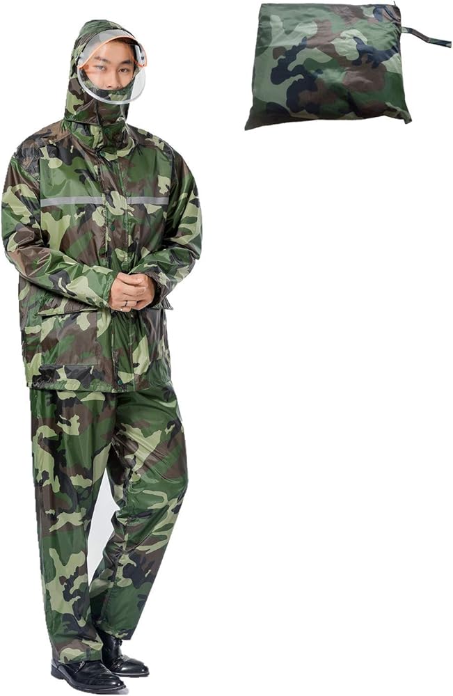 入手困難】JSDF 雨衣3B 迷彩 レインスーツ 上下セット 入手困難】JSDF
