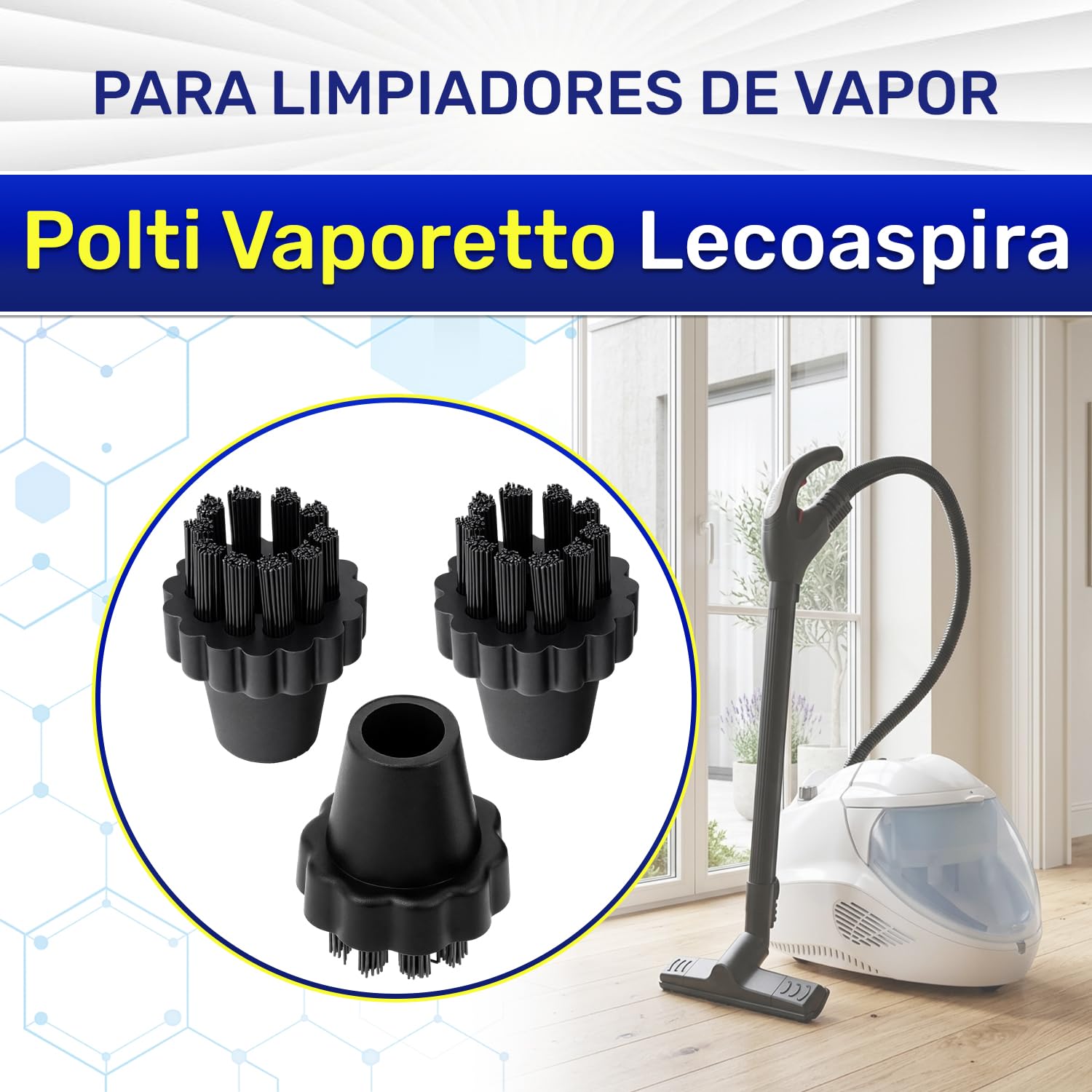 Cepillo Limpiador Redondo 3 Piezas para Polti Vaporetto