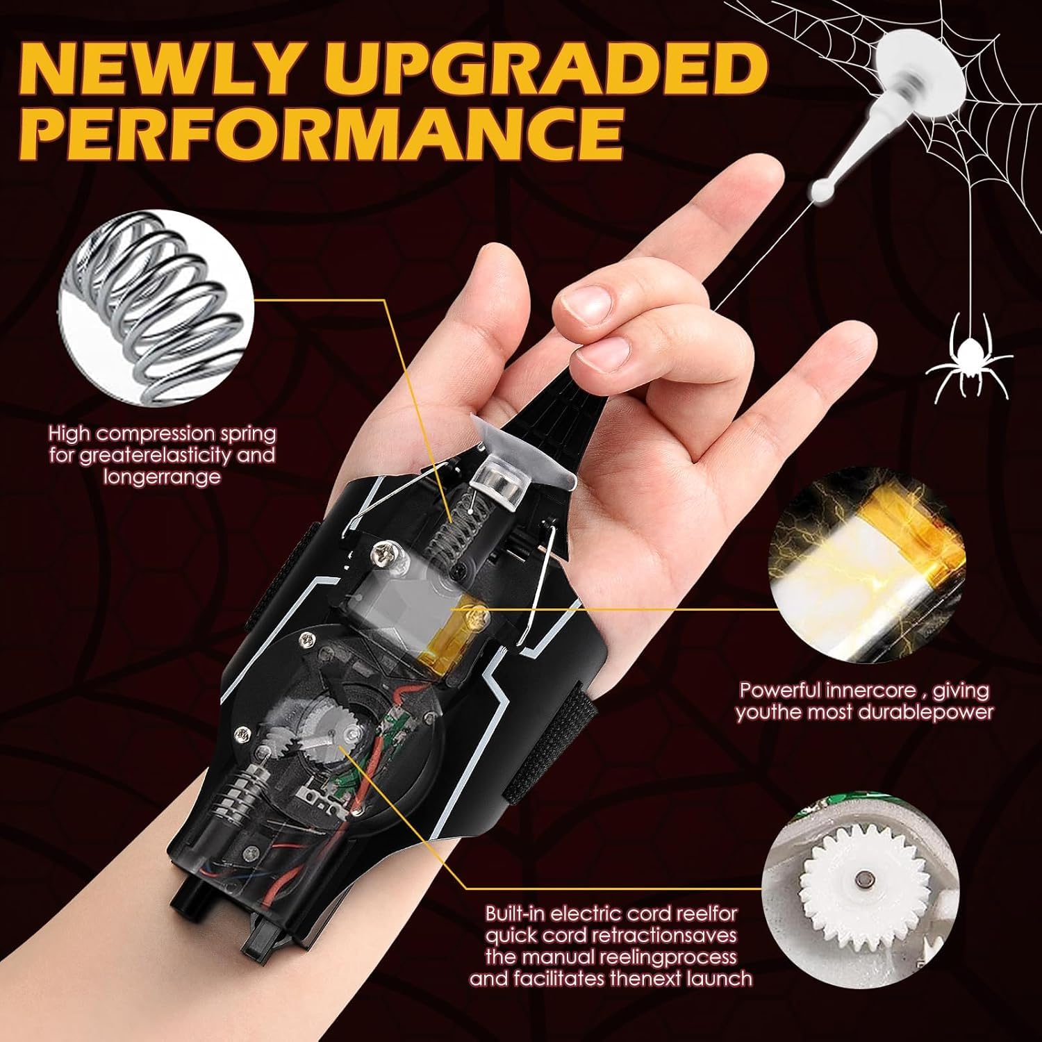 Towwoo Spider Web Shooter, Spara Ragnatele con Launcher Guanti per Bambini, Spider Web Launcher in Plastica per Cosplay