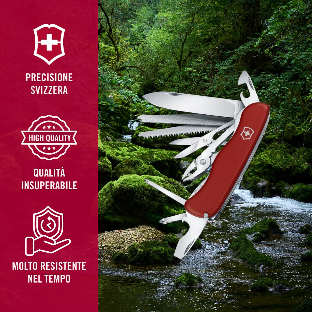 Victorinox Work Champ - Coltello tascabile (21 funzioni, lama di bloccaggio, pinza, seghetto), rosso