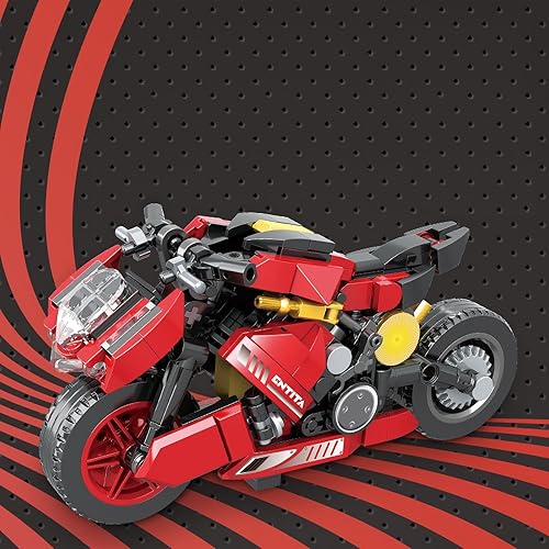 TinaJOJO Kit de bloques de construcción de juguete para motocicleta, kit de construcción de motocicleta para niños, juego de bloques de construcción