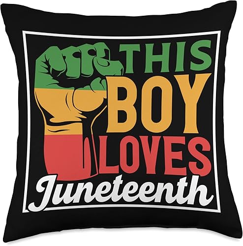 Freedom Juneteenth Celebrate Pride African America This Boy Loves Juneteenth American Africa Black 1865 Us USA - Almohada de 18 x 18 pulgadas,