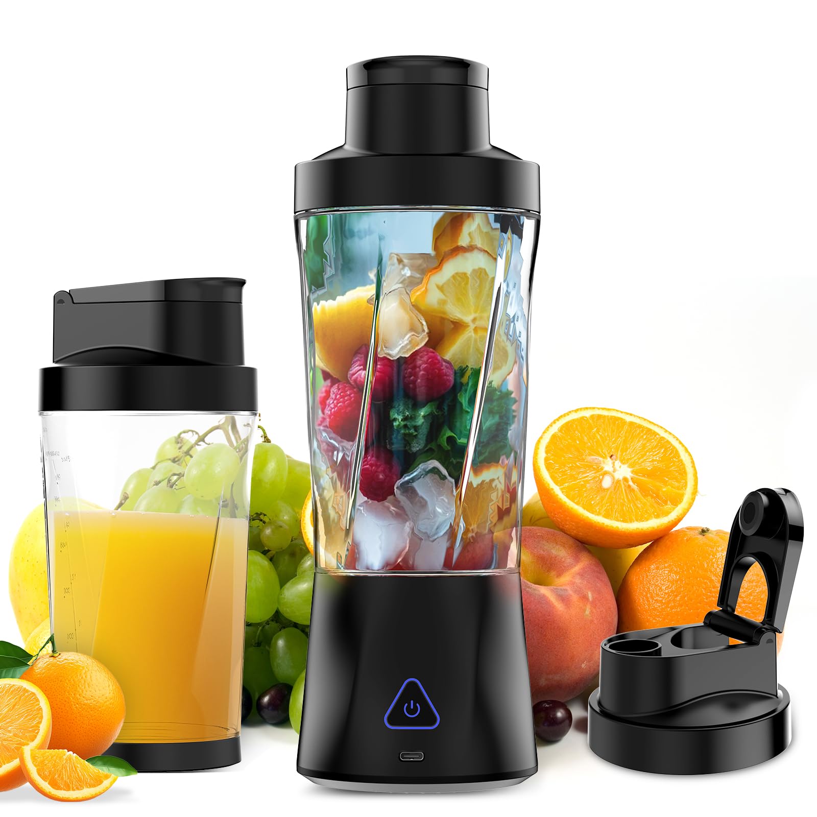 portable blender 360w personal blender for shakes and smoothies for kitchen 24 oz bpa free traveling juicer cup and lid with 6 blades self cleaning portable juicer for kitchentravelgym black