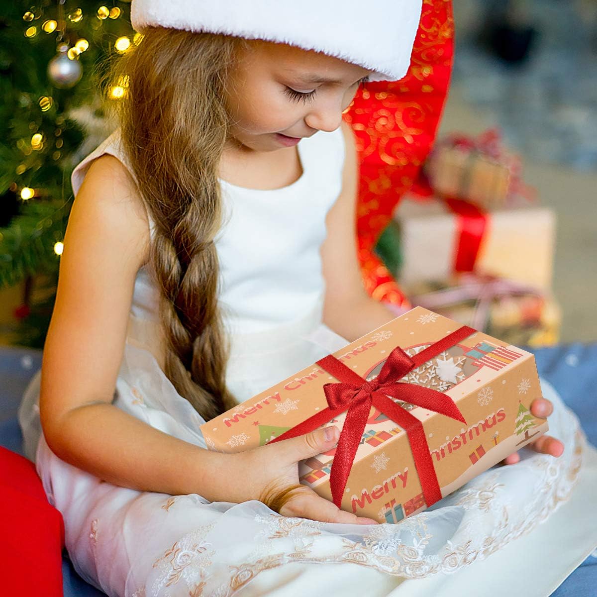 Uр Tо 40% оƒƒ Hemoton 16pcs Christmas Cookie Boxes Kraft Paper Doughnut Candy Boxes, Christmas Treat Boxes with Clear Window, Holiday Bakery Food Container with 22m Ribbons