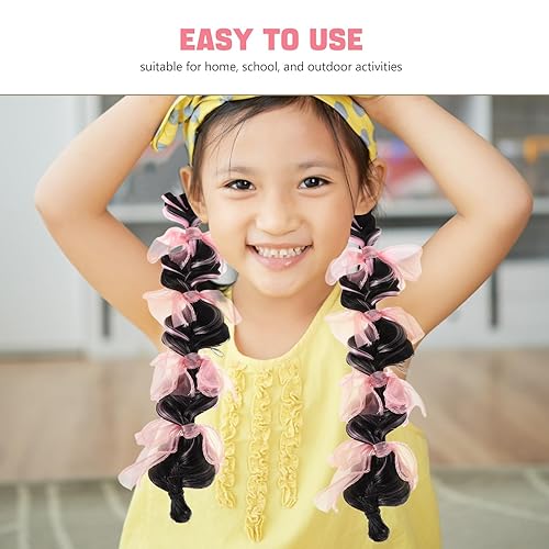 LUOZZY 2pcs Kids Princess Synthetic Hair Braided Ponytail Extensions with Bows for Dress Up Parties Playtime