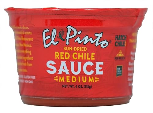 El Pinto Salsa de chile rojo de Hatch mediana (4 onzas, paquete de 6)