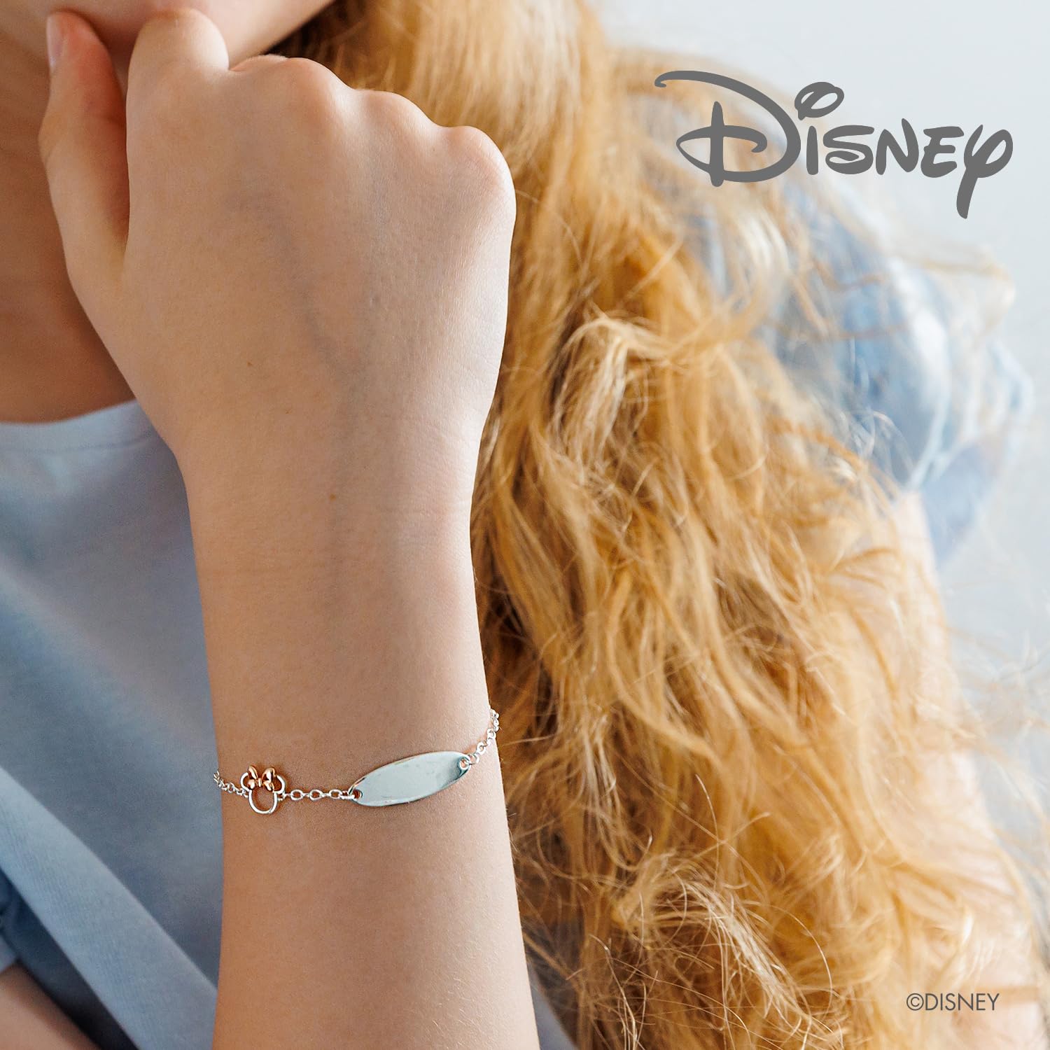 Pulsera Disney de Plata con Figura Central que representa a Minnie y Circonitas, Joyas Disney
