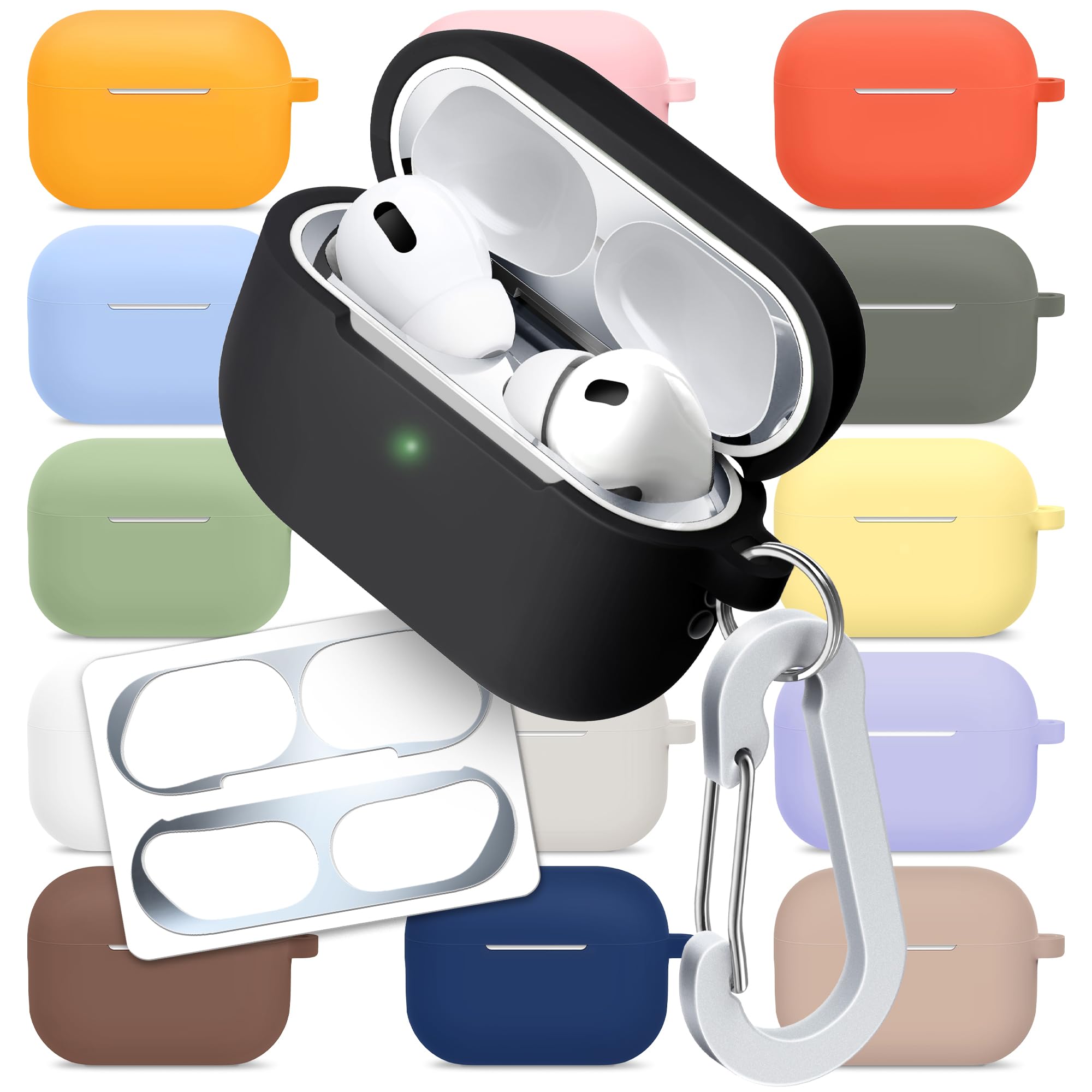 [3 in 1] AirPods Pro 3 Silicone Case + Anti-Lost Carabiner + Dust Guard Metal Film, Protective Cover with Keychain for Apple AirPods Pro3 (2025) — view 31