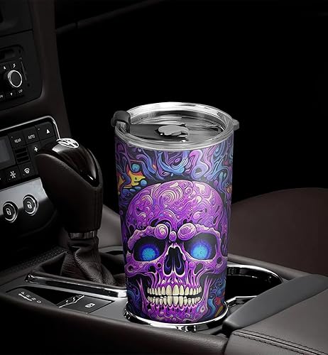 Miniatura 5 de Vaso de Halloween de 20 onzas, vaso de calavera de azúcar, calavera de caramelo, vaso de calavera de azúcar y calabaza de Halloween, taza de viaje
