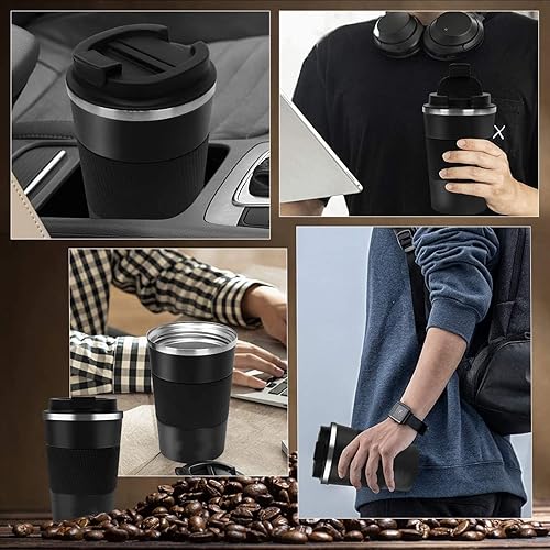 Miniatura 4 de Taza de café de 12 onzas – Taza de viaje aislada a prueba de derrames con tapa a prueba de fugas, taza de café de viaje de acero inoxidable al
