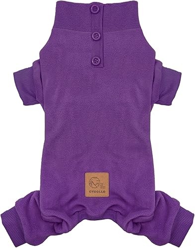 cyeollo Pijama de forro polar para perro, overol térmico para perro, abrigo elástico, ropa cálida para perros de tamaño mediano a grande, color