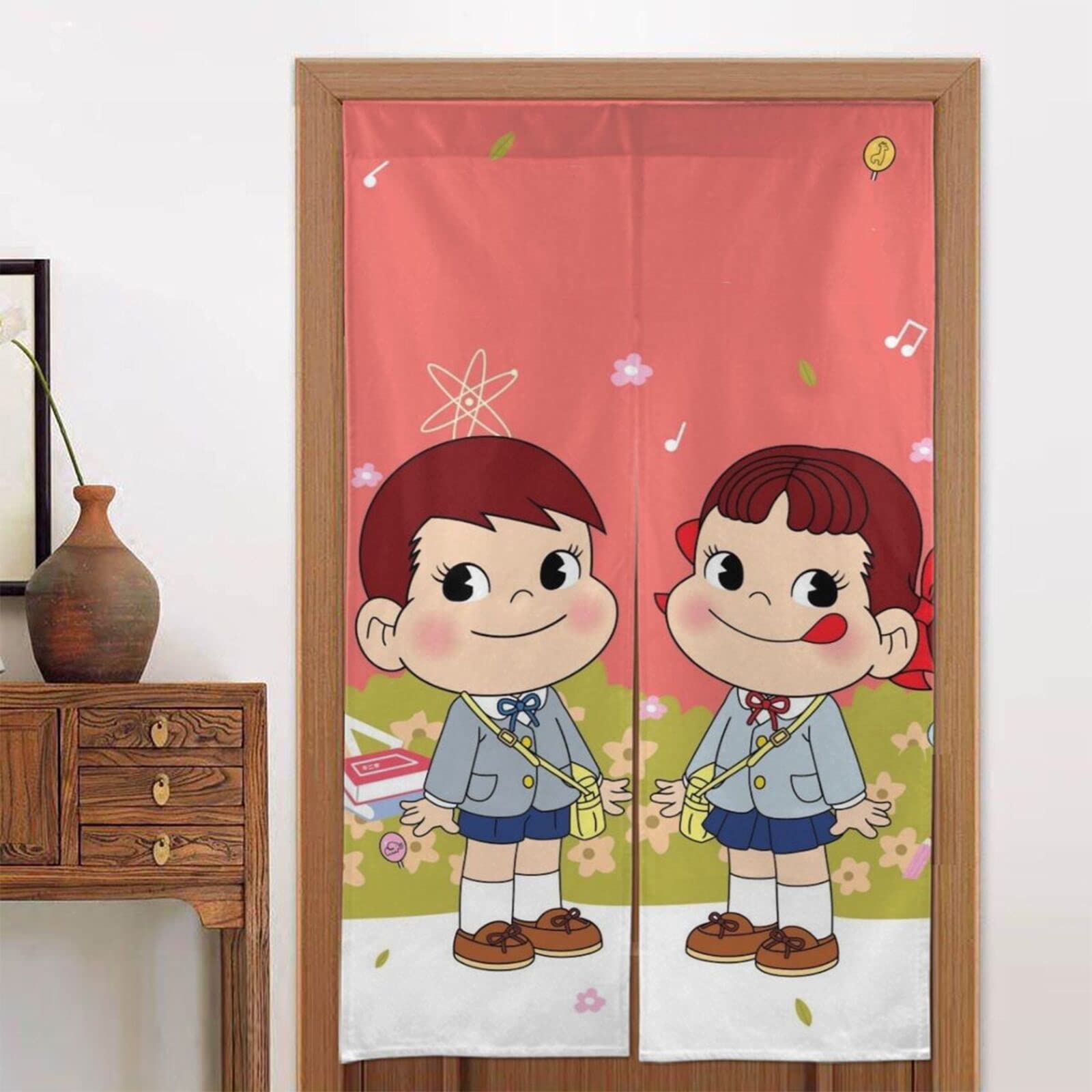 不二家　ペコちゃん　ポコちゃん　暖簾　のれん Amazon｜ペコちゃん ポコちゃん のれん 間仕切り 暖簾 カーテンロング