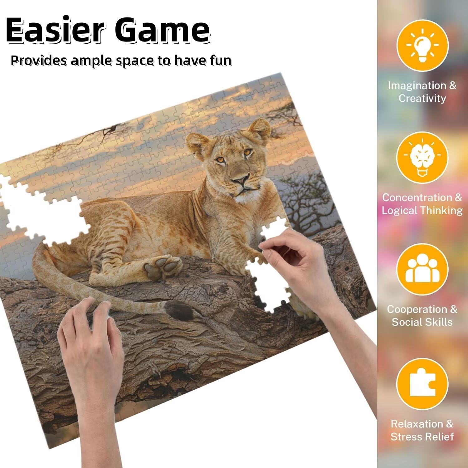Jigsaw Puzzle, 6000 Pezzi Puzzle Classici, Animali Puzzle Rilassamento Intelligence, Mpossibile Difficile Puzzle Impegnativo per Adulti Puzzle Gioco Familiare, Regalo per Amore Amico Il Leone fr0-1136