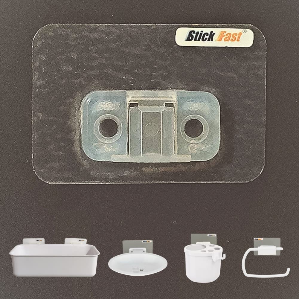 Stick Fast Self Adhesive Stickers - Transparent Adhesive Wall Hook Stickers for Hanging Toilet Paper Roll Holder, Soap Dish, Toothbrush and Container, Heavy Duty (Only Stickers) (5PCS)-picture-12