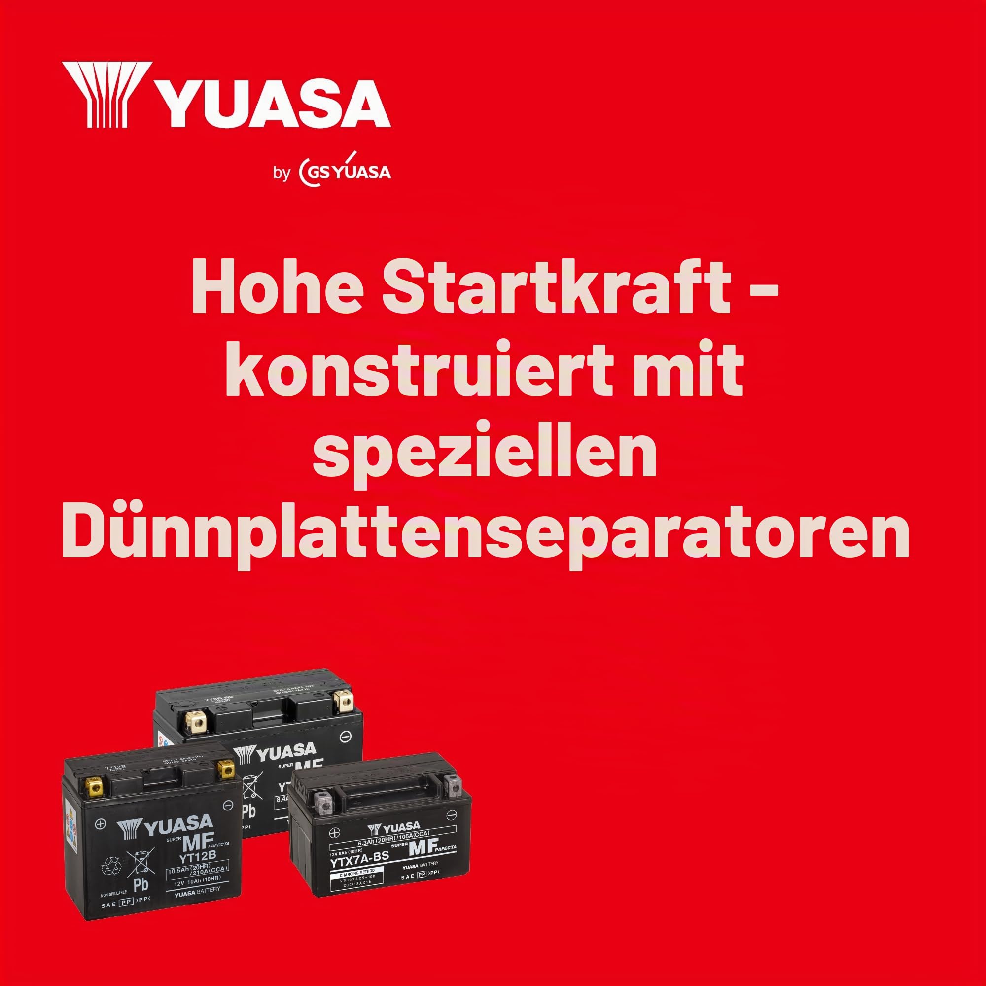 Yuasa YT9B-BS 12V 120 CCA AGM Motorradbatterie vorgefüllt wartungsfrei