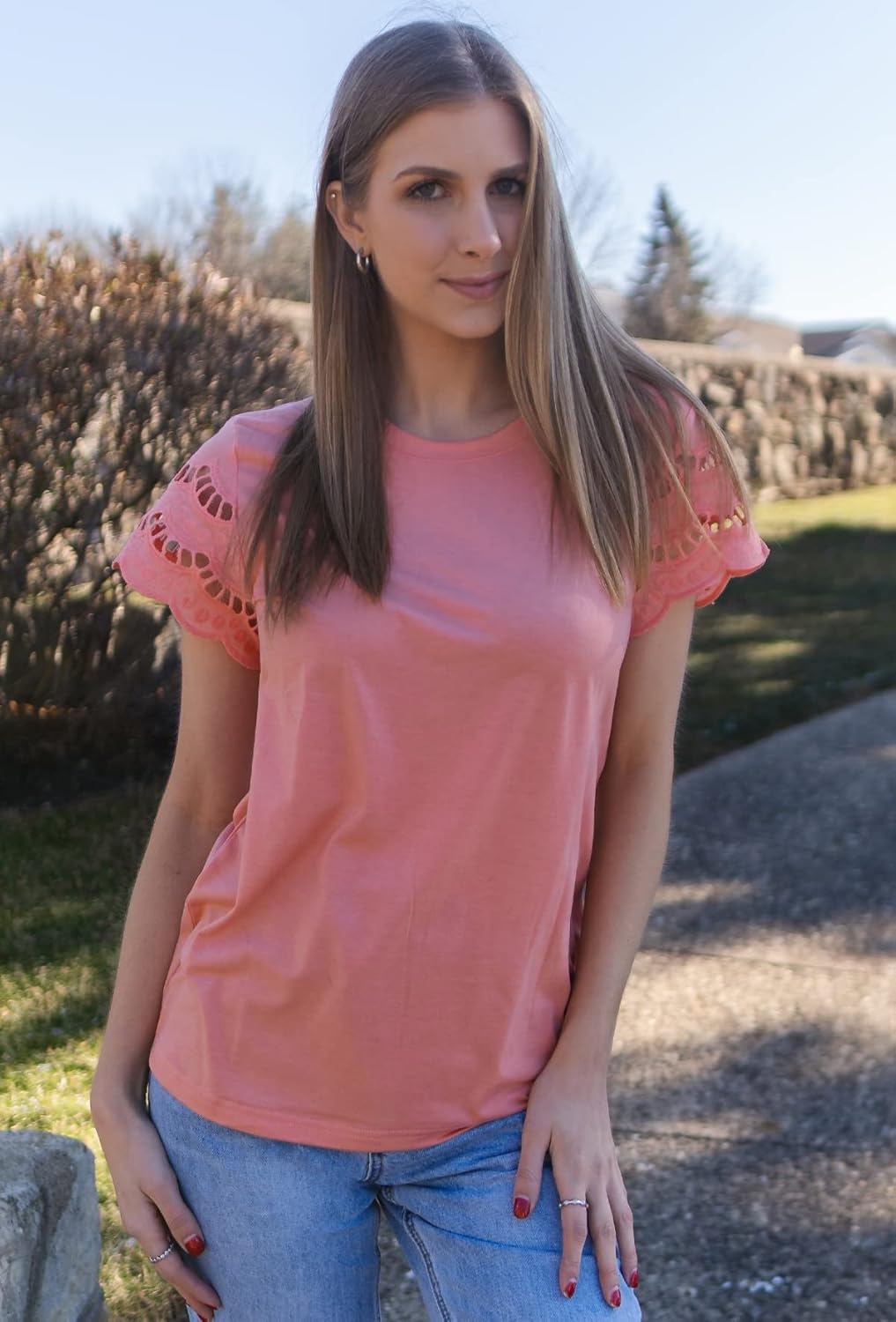 Womens Lace Short Sleeve T Shirts