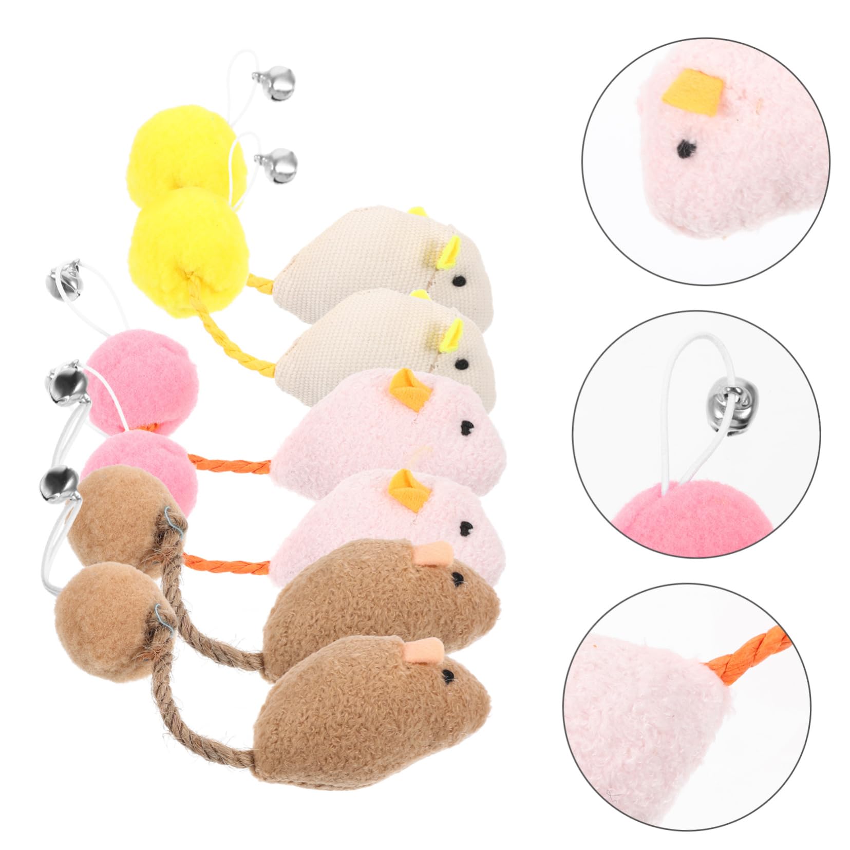 Lot De 6 Souris en Peluche avec Clochette pour Chat Idéales pour Jouer en Intérieur