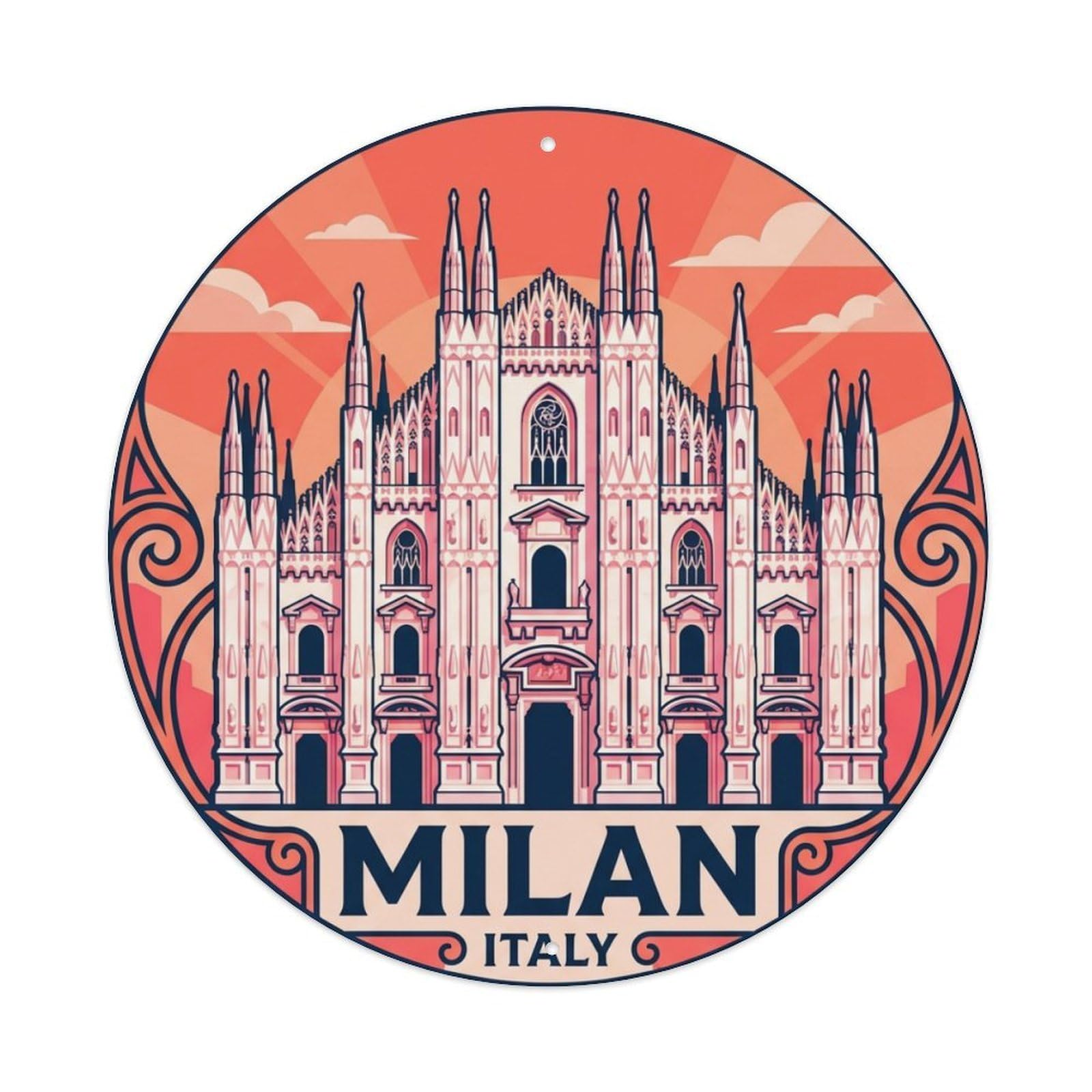 Metal Tin Sign Italy Retro Travel Milan