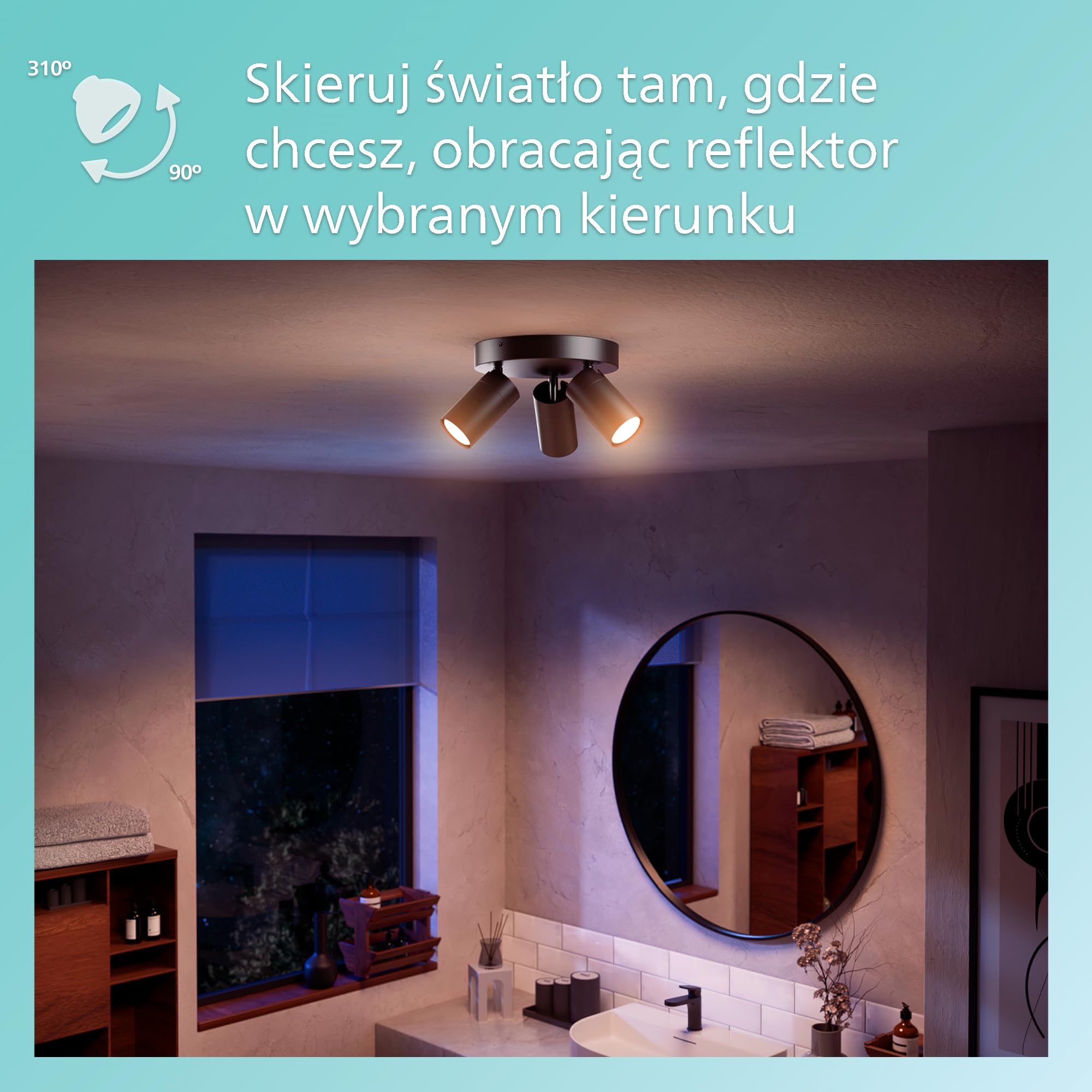Philips LED Potrójny reflektor punktowy Idris na okrągłej podstawie, czarny, IP44, wodoodporny, żarówki GU10 nie wchodzą w skład zestawu