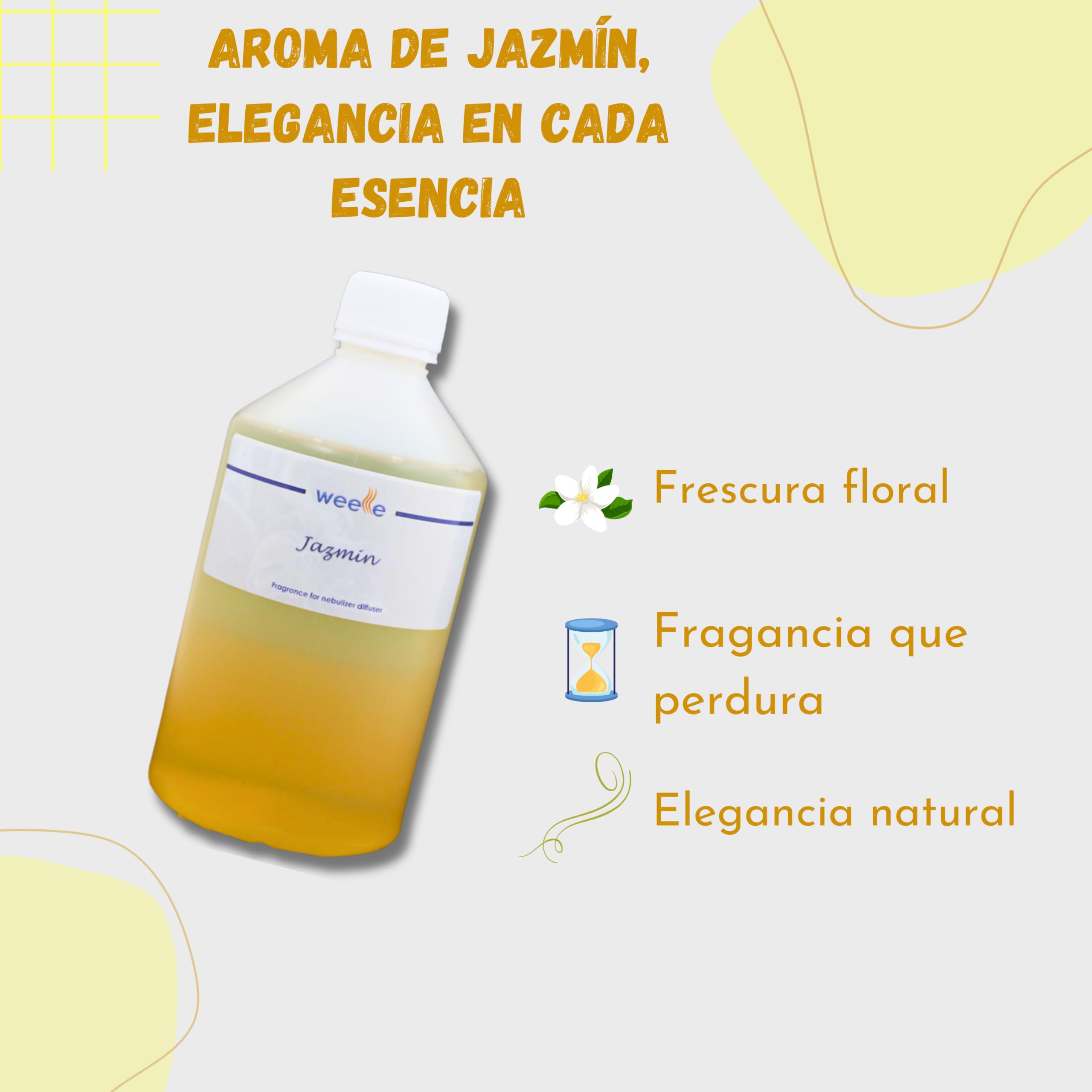 Fragranza per Nebulizzatore Weele Gelsomino, Aroma per Diffusore 500 ml