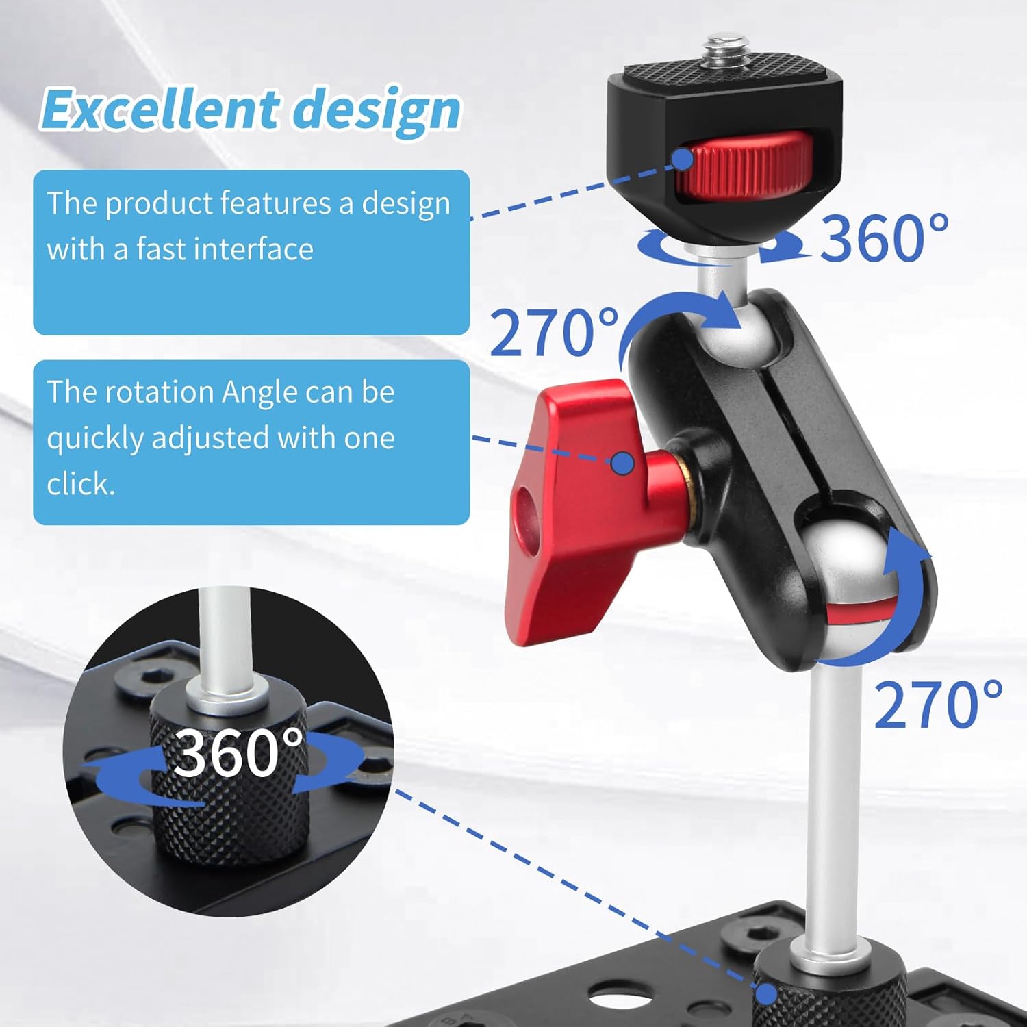 fantaseal 4lbs-Load Strong Magnetic Hinge Phone Action Camera Car Mount Holder Steel Pillars Vlogging Kit w/Adjustable Dual Ball Head Magic Arm for GoPro Insta360 DJI OSMO iPhone Video Recording